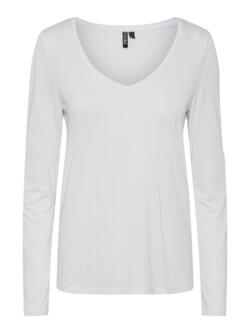 Hvid -  Pieces t-shirt  med v hals - 17114858