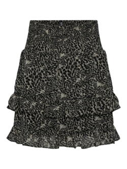 Sort print - Black - PIECES - nederdel - med flæser - 17145014