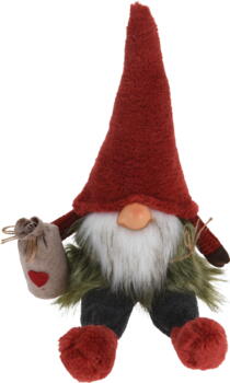 Gnome med rød hat 49cm - Siddende