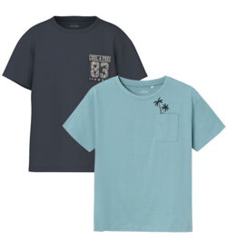 Turkies/grå  - mineral blue - name it - 2 pack - tshirts - 13231675