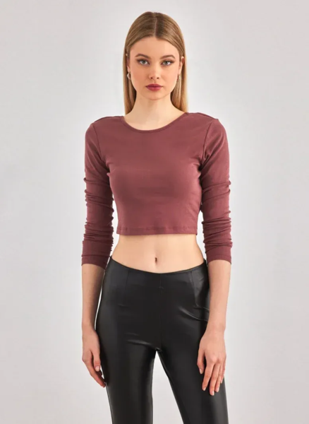 Bordeauxrød - Rose Brown - Only - Crop Top - 15264721