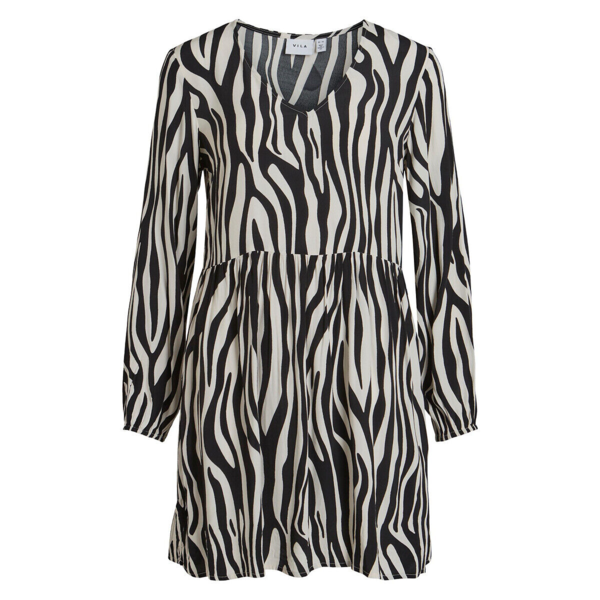 Sort - black - Vila - zebra stribe kjole - 13084533