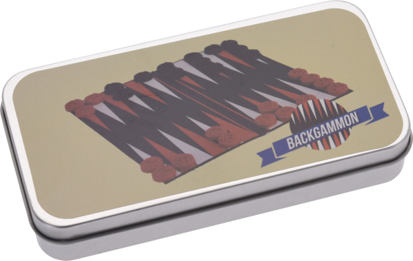 Rejsespil i metal æske 1stk - Backgammon