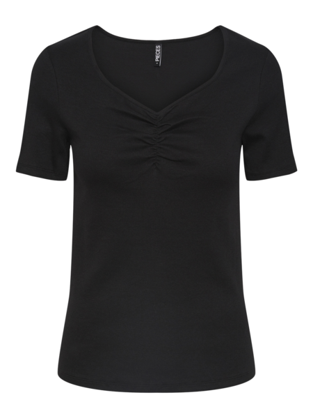 Sort - black - PIECES - rib tshirt - 17135430