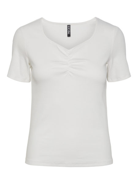 Hvid - bright white - PIECES - rib tshirt - 17135430