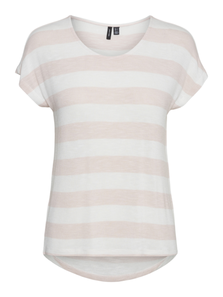 Lyserød - Sepia rose- Vero Moda - tshirt - striber - 10284474