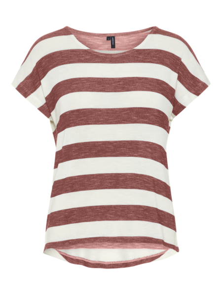 Rødbrun - Marsala- Vero Moda - tshirt - striber - 10284474