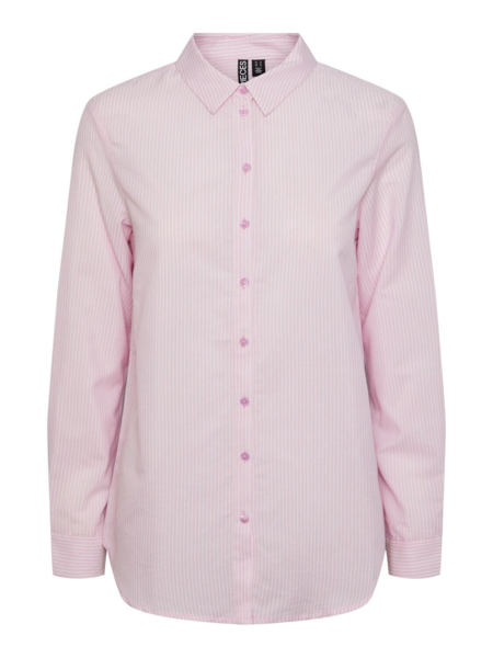 Lyserød - pastel lavendel - PIECES - Skjorte - striber - 17145509