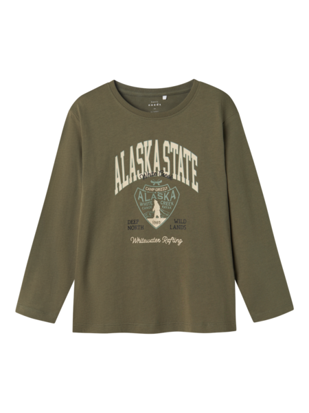 Grøn - Tea Leaf - Name it - langærmet tshirt - "Alaska State" - 13224968