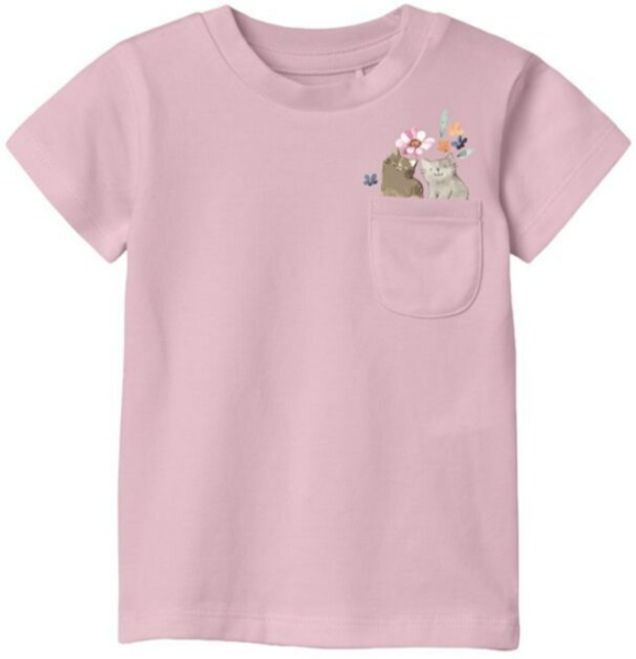 Lyserød - Parfait Pink - Name it - tshirt - katte - 13228031