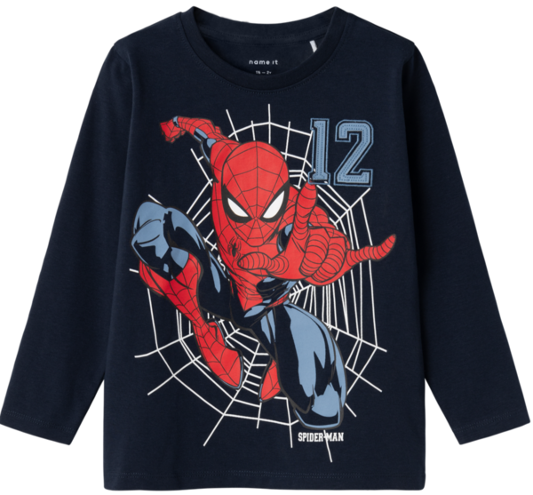 Navy - Dark Sapphire - Name it - lnagærmet bluse - Spiderman - 13231947