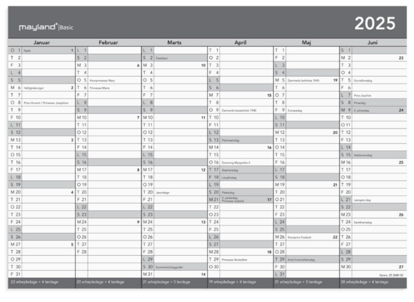 Basic kontorkalender A4 2025