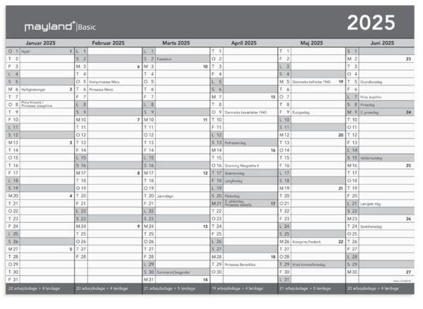 Basic kontorkalender A3 2025