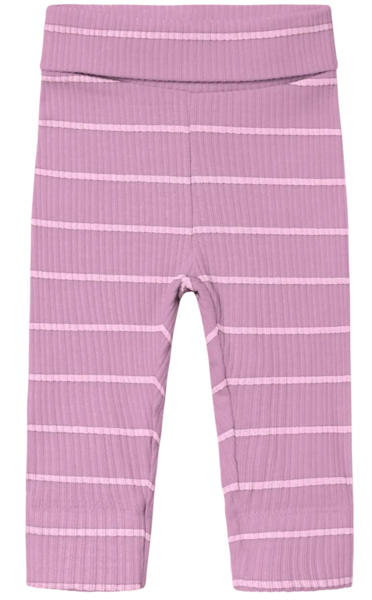 Lyserød - Pastel Lavender - Name it - stribet - leggings - rib - 13231525