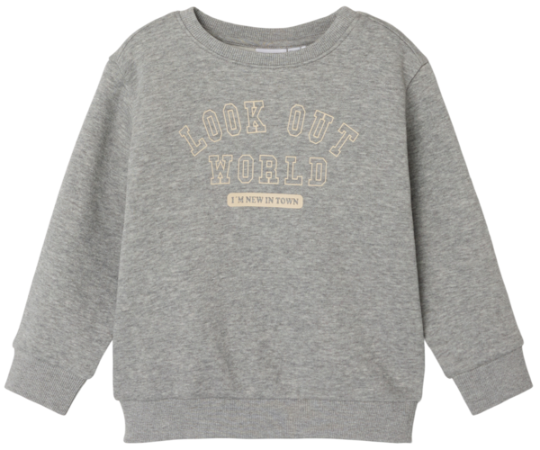 Grå - Grey Melange - Name it - Sweatshirt - "Look Out World" - 13240566