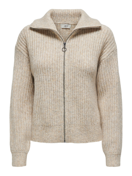 Sand - oatmeal - Jdy - Strik cardigan med lynlås - 15332444