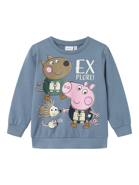 Blå - flint stone - Name it - Peppa Pig - sweat shirt - 13236247   95% Cotton, 5% Elastane