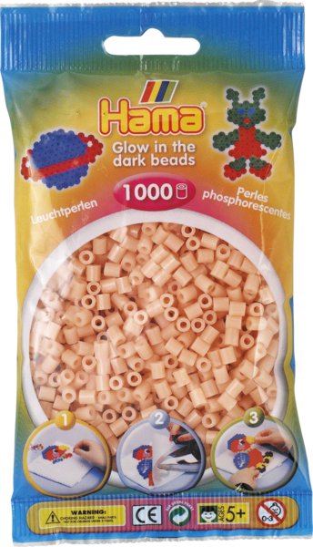 Hama perler 1000 stk.  Selvlys.rød - 207-56.