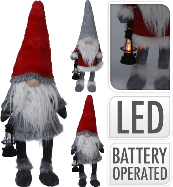 Nisse med LED næse 51 cm 1 stk