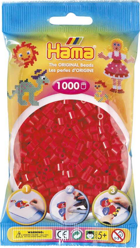 Hama perler 1000 stk. Rød - 207-05.