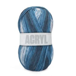 BUMBO acryl garn fv.121 - Lyseblå/blå/mørkeblå mix. 150g.