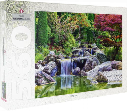 Puslespil 560 brikker - Waterfall At Japanese Garden, Bonn, Germany
