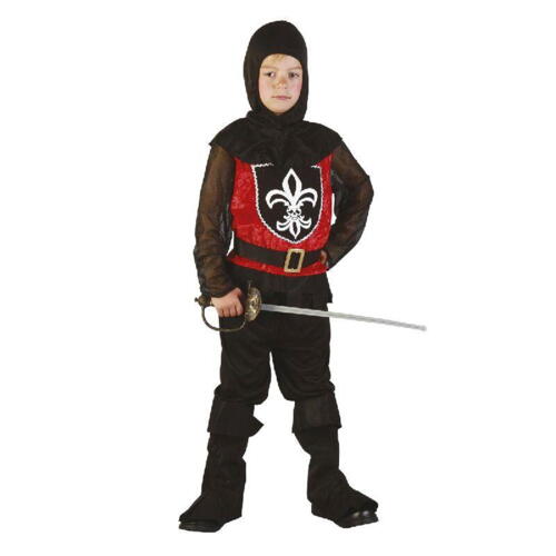 red knight ridder med bluse, bukser, hætte og bælte og galocher str. 140 cm. 7-9 år.