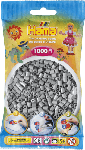 Hama perler 1000 stk.  Lys grå 207-17.