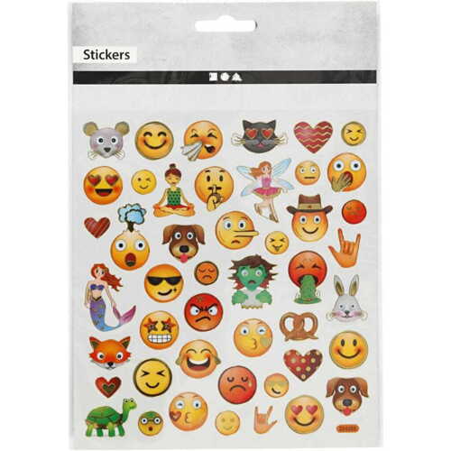 Stickers, emojis, 15x16,5 cm, 1 ark