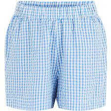 Blå/hvid PIECES ternet shorts - 17124290