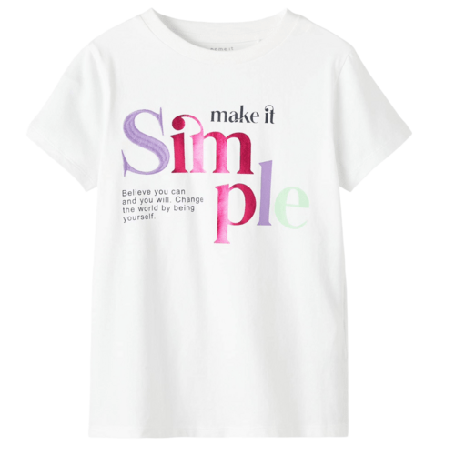 Hvid name it kortærmet t-shirt "Make it Simple" - 13214856