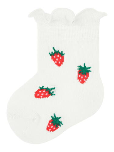 Hvid Name It sokker med jordbær og flæsekant - 13217941