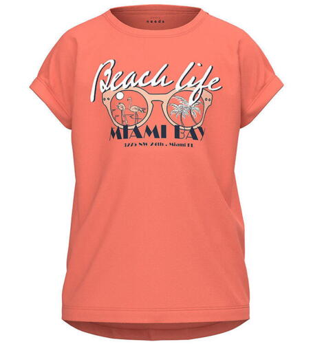 Coral Name it t-shirt med solbriller "Beach life" - 13214677