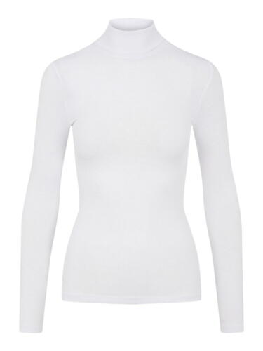 Hvid - bright white - Pieces - rullekrave rib bluse - 17110549