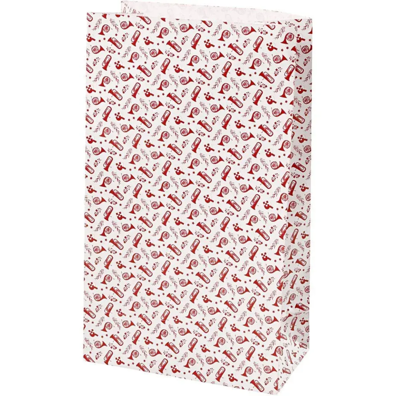 Papirposer 1 Pk., 8 Stk., Trompet, H: 21 cm, 6x12 cm, 80 g, Rød, Hvid