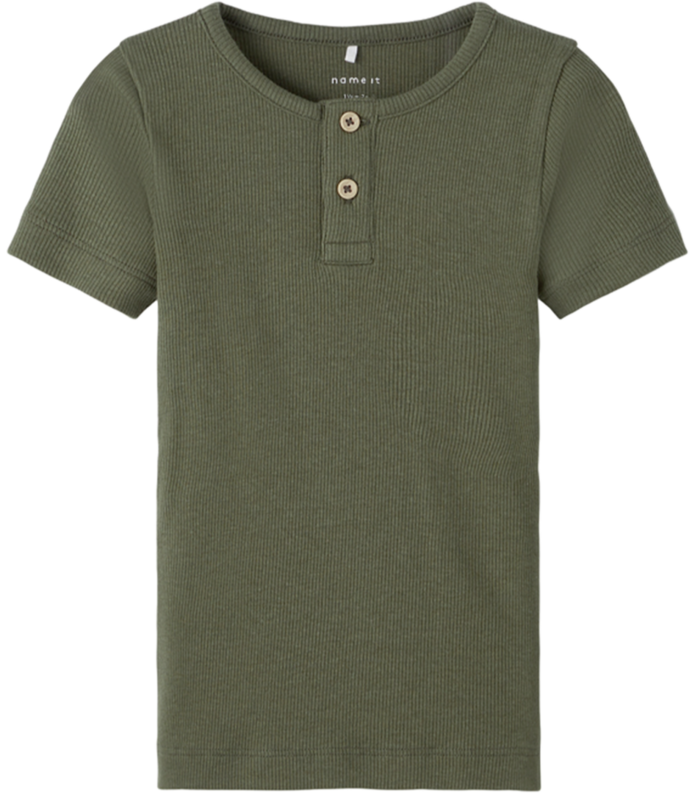 Grøn - dusty olive - Name it - rib t-shirt - 13203743