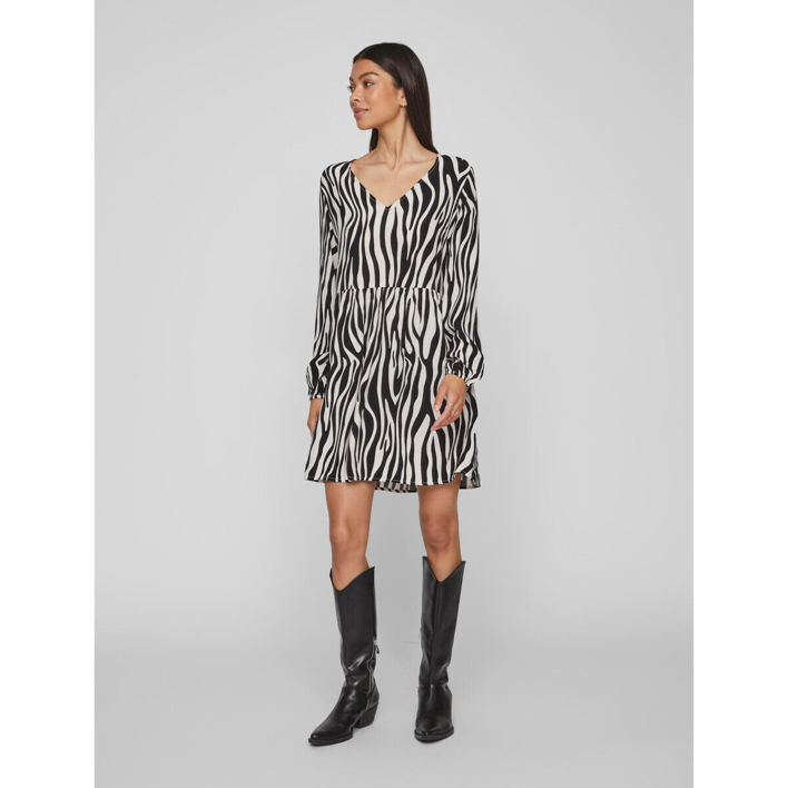 Sort - black - Vila - zebra stribe kjole - 13084533