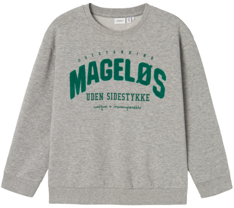 Grå - grey melange - name it - sweatshirt - "mageløs" - 13236992