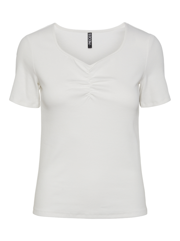 Hvid - bright white - PIECES - rib tshirt - 17135430