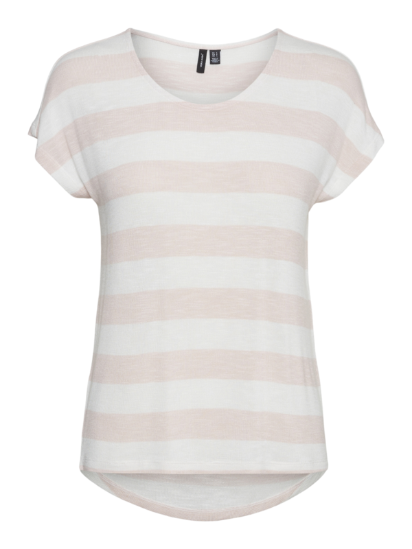 Lyserød - Sepia rose- Vero Moda - tshirt - striber - 10284474