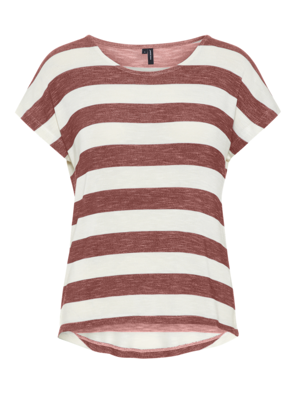 Rødbrun - Marsala- Vero Moda - tshirt - striber - 10284474