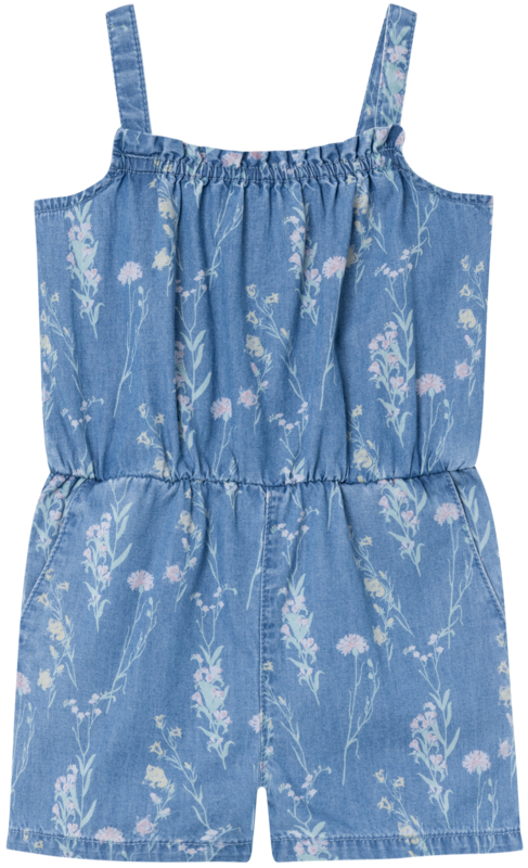 Blå - Medium Blue Denim - Name it - buksedragt - blomster - 13229402