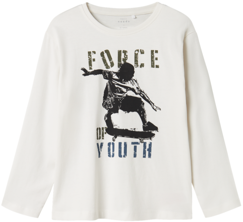 Hvid - Jet Stream - Name it.- langærmet tshirt - "Force of Youth" - 13224968