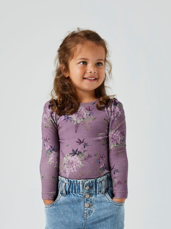 Lilla - Arctic Dusk - Name it - Langærmet - bluse - blomster - 13233733