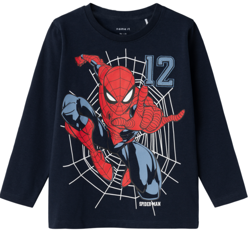 Navy - Dark Sapphire - Name it - lnagærmet bluse - Spiderman - 13231947