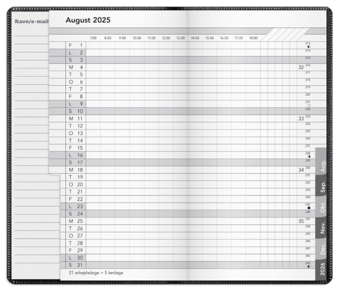 Basic månedskalender sort PP-plast 2025