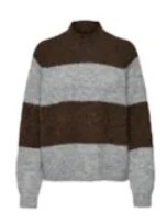 Grå/brun- Light Grey Melange/Chocolate - JDY - strik - striber - 15324290