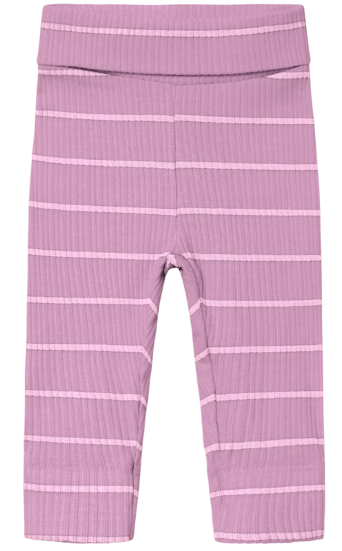 Lyserød - Pastel Lavender - Name it - stribet - leggings - rib - 13231525