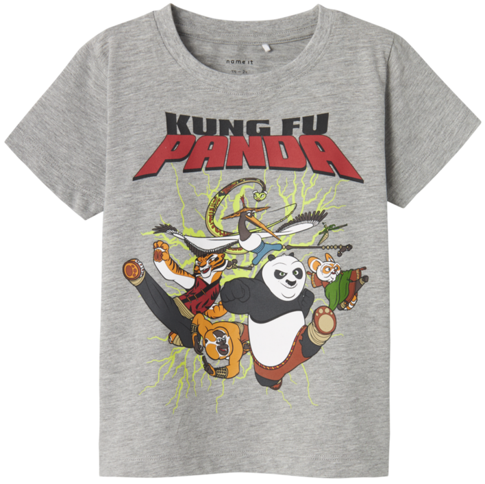 Grå - Grey Melange - Name it - T-shirt - Kung Fu Panda - 13238624