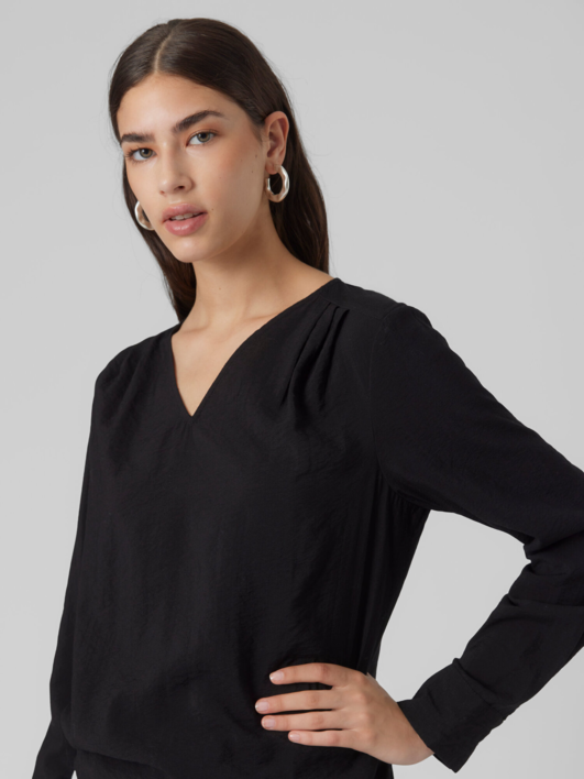 Sort - black - Vero Moda - bluse med v hals - 10293554